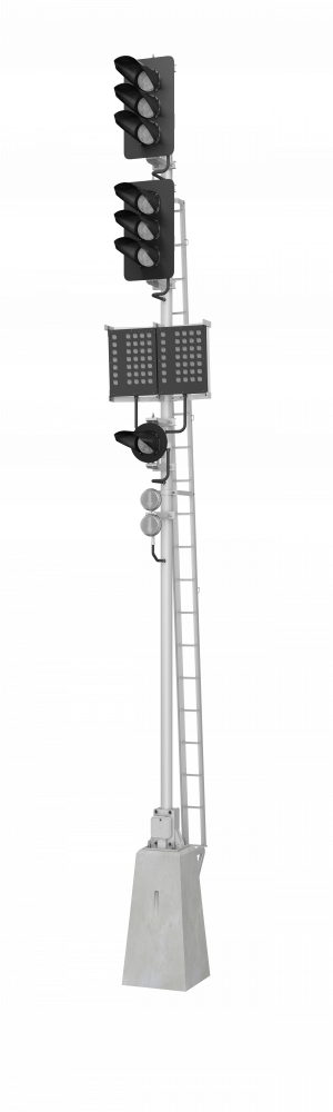 Светофор шестизначный со светодиодными светооптическими системами с двумя маршрутными указателями и  пригласительным сигналом  17959-00-00 ТУ32 ЦШ 2141-2009 (со светодиодными светооптическими системами НКМР.676636.030ТУ)