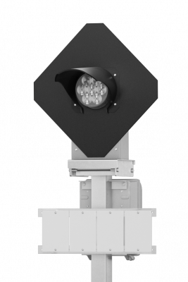 Светофор карликовый однозначный с квадратным щитом со светодиодными светооптическими системами 18064-00-00 (с системами светодиодными светофорными карликовыми НКМР.676636.072 ТУ)