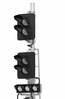 Светофор четырехзначный со светодиодными светооптическими системами с указателем скорости и пригласительным сигналом 17968-00-00 ТУ32 ЦШ 2141-2009 (со светодиодными светооптическими системами НКМР.676636.030ТУ)