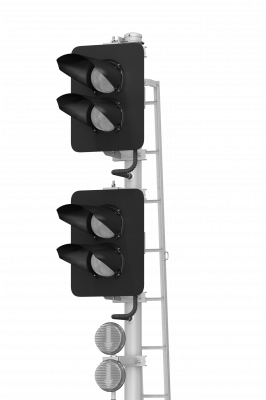 Светофор четырехзначный со светодиодными светооптическими системами с трансформаторным ящиком 17944-00-00 ТУ32 ЦШ 2141-2009 (со светодиодными светооптическими системами НКМР.676636.030ТУ)