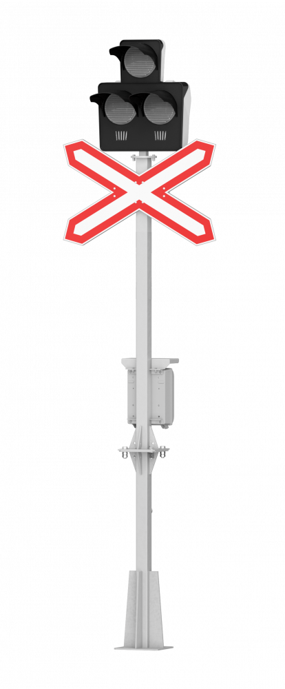 Светофор переездный трехзначный со светодиодными системами для однопутных участков СП3-1 НКМР.676658.031ТУ
