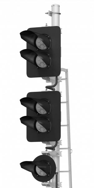 Светофор четырехзначный со светодиодными светооптическими системами с пригласительным сигналом 18056-00-00 ТУ32 ЦШ 2141-2009 (со светодиодными светооптическими системами НКМР.676636.030ТУ)