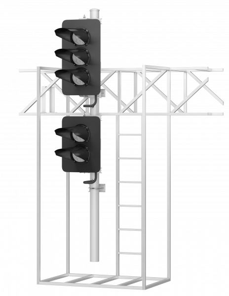Светофор пятизначный со светодиодными светооптическими системами на мостиках и консолях 17872-00-00 ТУ32 ЦШ 2141-2009 (со светодиодными светооптическими системами НКМР.676636.030ТУ)