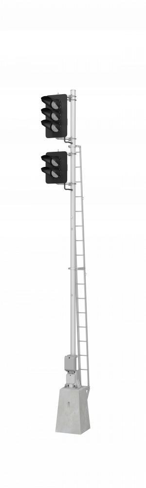 Светофор пятизначный со светодиодными светооптическими системами с трансформаторным ящиком (по габариту 3100мм) 17682-00-00 ТУ32 ЦШ 2141-2009 (со светодиодными светооптическими системами НКМР.676636.030ТУ)