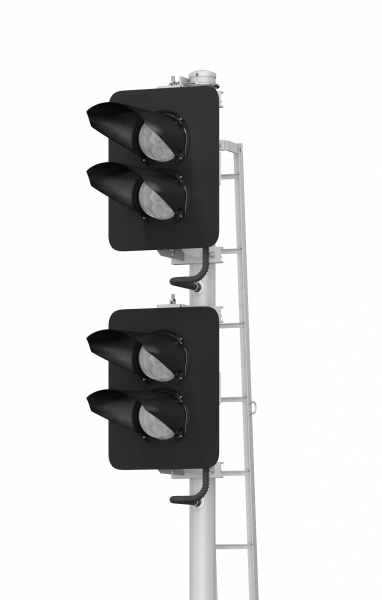 Светофор четырехзначный со светодиодными светооптическими системами (по габариту 3100 мм) 17675-00-00 ТУ32 ЦШ 2141-2009 (со светодиодными светооптическими системами НКМР.676636.030ТУ)